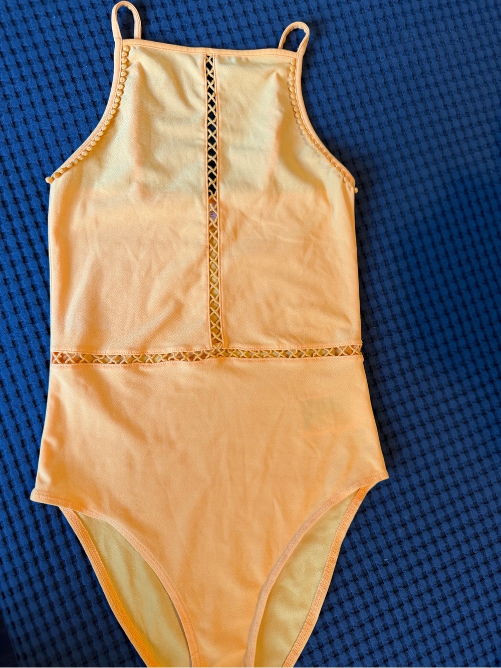 H&M Yellow Girls' High-Neck Bodysuit with Decorative Trim
